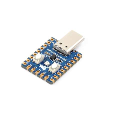 RP2350-Zero-CM Mini Dev.Board USB-C Male Port, Castellated Module, 12x Programmable I/O (PIO) State Machines (WS-34959)