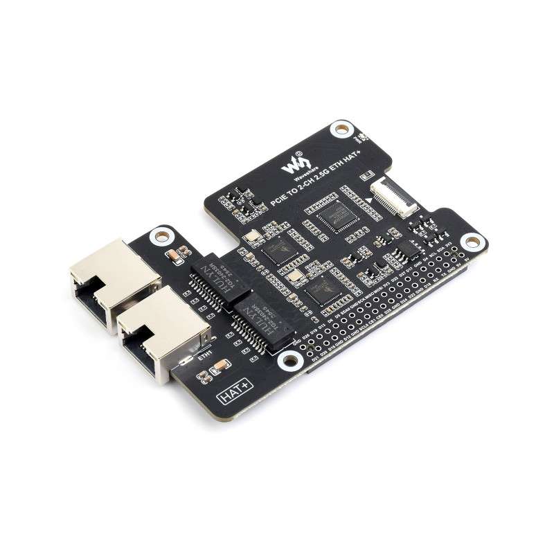 PCIe TO 2-CH 2.5G ETH Adapter For Raspberry Pi 5, Pi OS/Ubuntu/OpenWrt, Equipped With Dual RTL8125 (WS-34932)