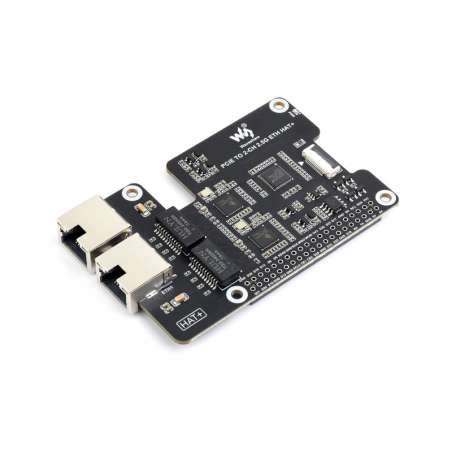 PCIe TO 2-CH 2.5G ETH Adapter For Raspberry Pi 5, Pi OS/Ubuntu/OpenWrt, Equipped With Dual RTL8125 (WS-34932)