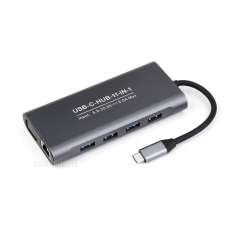 USB-C 11-in-1 Hub, RJ45 100Mbps Ethernet, 4K High Definition HDMI, SD/TF, 100W PD Input, Aluminum  Case, Plug&Play (WS-35204)
