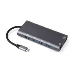 USB-C 11-in-1 Hub, RJ45 100Mbps Ethernet, 4K High Definition HDMI, SD/TF, 100W PD Input, Aluminum  Case, Plug&Play (WS-35204)