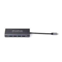 USB-C 11-in-1 Hub, RJ45 100Mbps Ethernet, 4K High Definition HDMI, SD/TF, 100W PD Input, Aluminum  Case, Plug&Play (WS-35204)