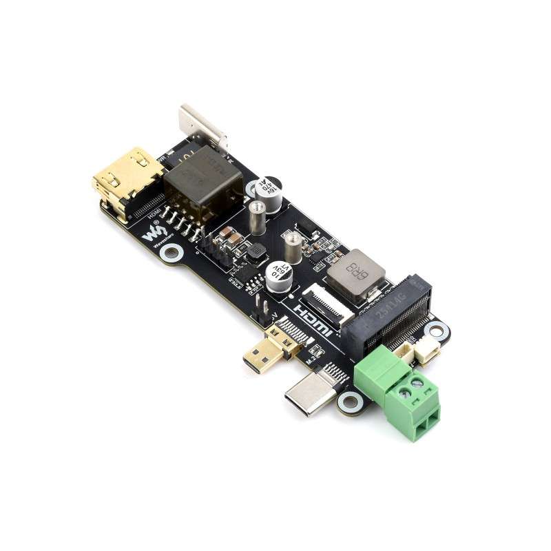 PCIe To M.2 Multifunctional Adapter (E) For Raspberry Pi 5, 4K Output, PoE PCIe To M.2 Interface NVMe SSD (WS-35344)
