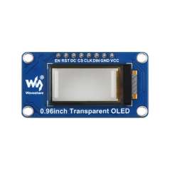 0.96inch Transparent OLED Display Module, 128 × 64 Resolution, SPI/I2C Interface, SSD1312 Driver IC (WS-33163)