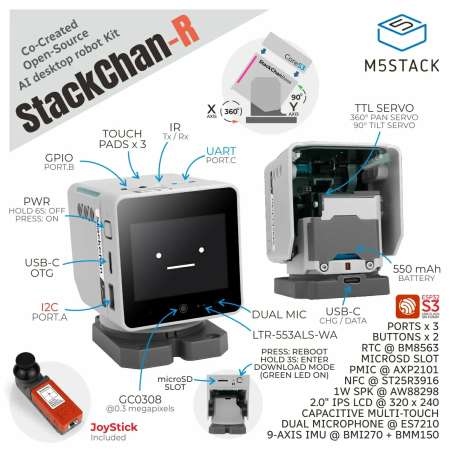 M5StackChan AI Desktop Robot Kit with Remote Control ESP32-S3 (M5-K151-R)
