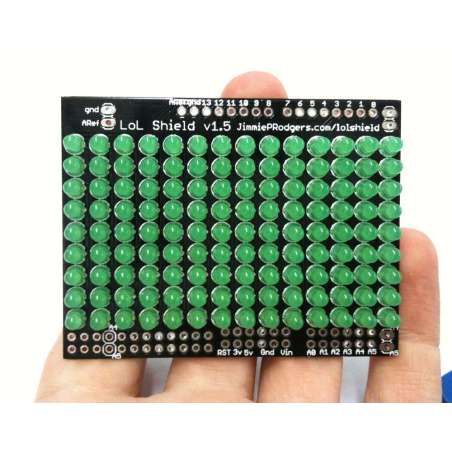 LoL Shield GREEN - A charlieplexed LED matrix kit for Arduino - 1.5 (Adafruit 286)