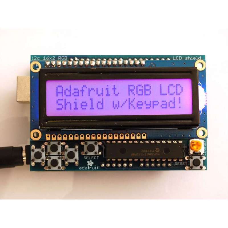 RGB LCD Shield Kit w/ 16x2 Character Display - Only 2 pins used!  (Adafruit 716)