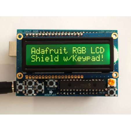 RGB LCD Shield Kit w/ 16x2 Character Display - Only 2 pins used! (Adafruit 714)
