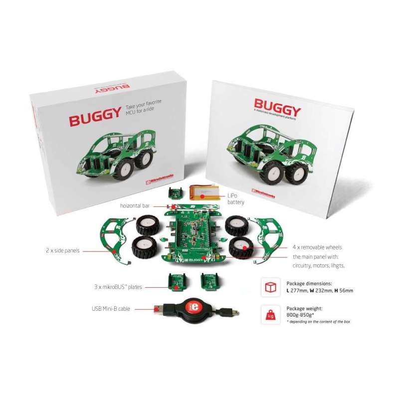MIKROE-1831 Buggy + clicker 2 for FT90x + Bluetooth click