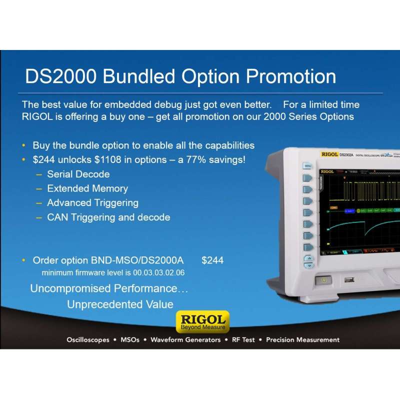 BND-MSO/DS2000A (Rigol) option bundle including MEM-DS2000, AT-DS2000, SD-DS2000, CAN-DS2000