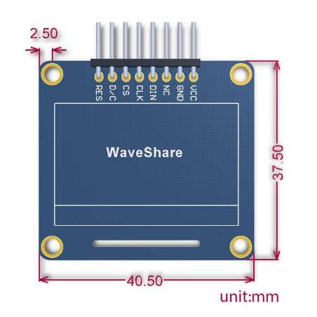 1.3inch OLED (B) (Waveshare) 128x64, 3/4-wire SPI, I2C, SH1106, 3.3/5V ...