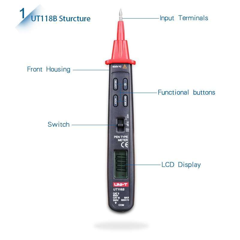 UT118B (UNIT) Pen Type Autorange Digital Multimeter EF Function AC/DC Voltage (IM160316001)
