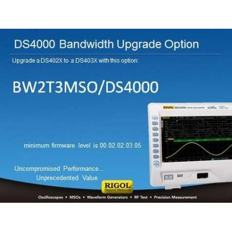 BW2T3-MSO/DS4000 (Rigol) Bandwidth upgrade form 200MHz to 350MHz for MSO/DS402x 